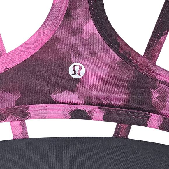 Lululemon Splendour Bra Blooming Pixie Raspberry + Black Size 6 - Picture 5 of 10